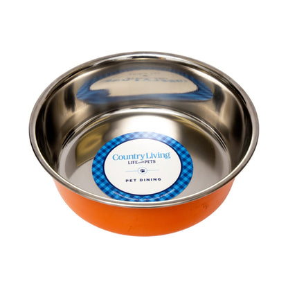 Country Living Set of 2 Heavy Gauge Stainless Steel Dog Bowls - Perfect for Food & Water