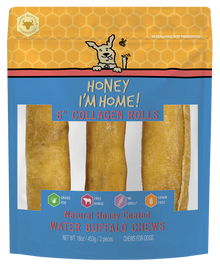 Honey Dog Buffalo Collagen Rolls 6" (3pk)