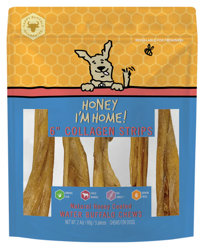 Honey Dog Buffalo Collagen Strips 6" (5pk)