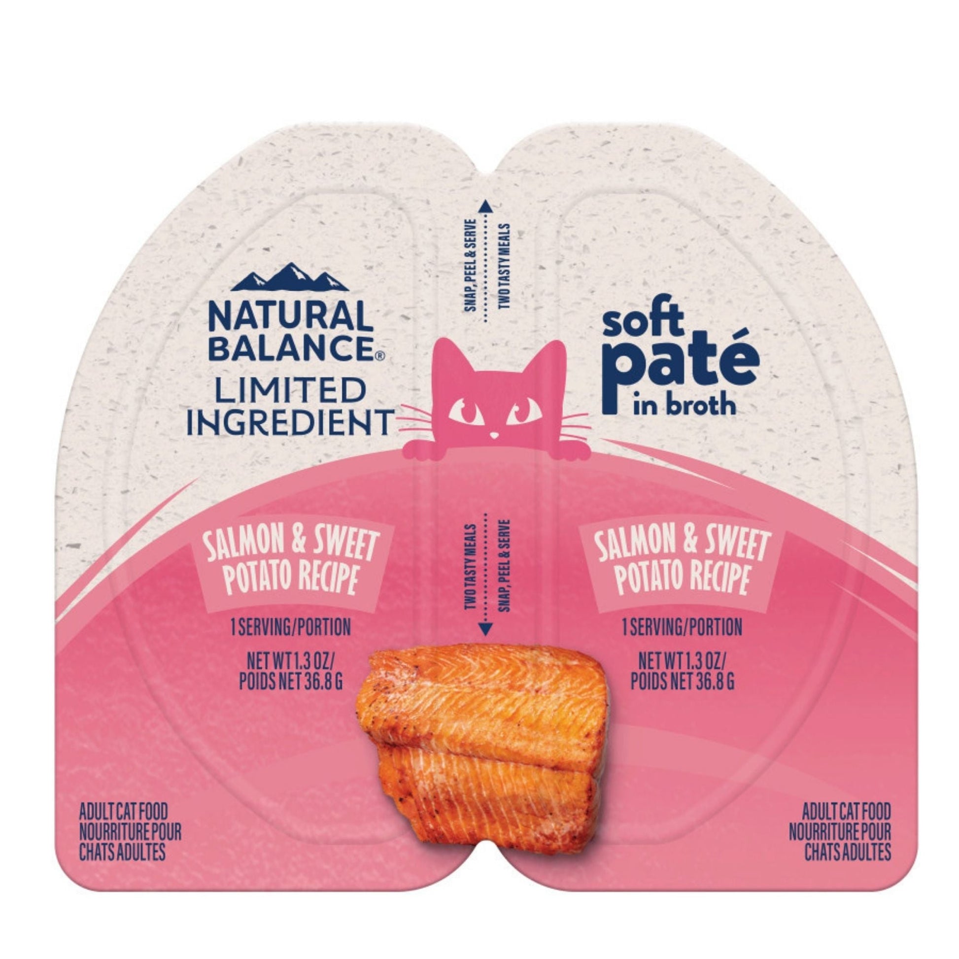 Natural Balance Pet Foods Limited Ingredient Soft Pate in Broth Wet Cat Food Salmon & Sweet Potato 2.6oz. (Case of 10)