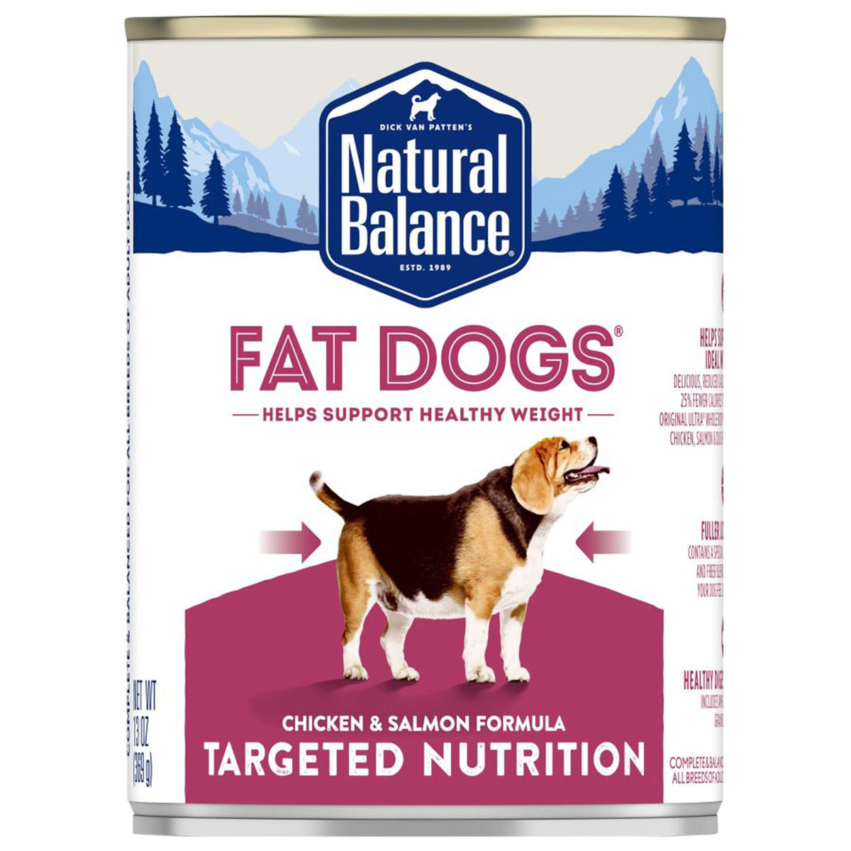 Natural Balance Targeted Nutrition Fat Dogs Chicken and Salmon Can Dog Food 13oz