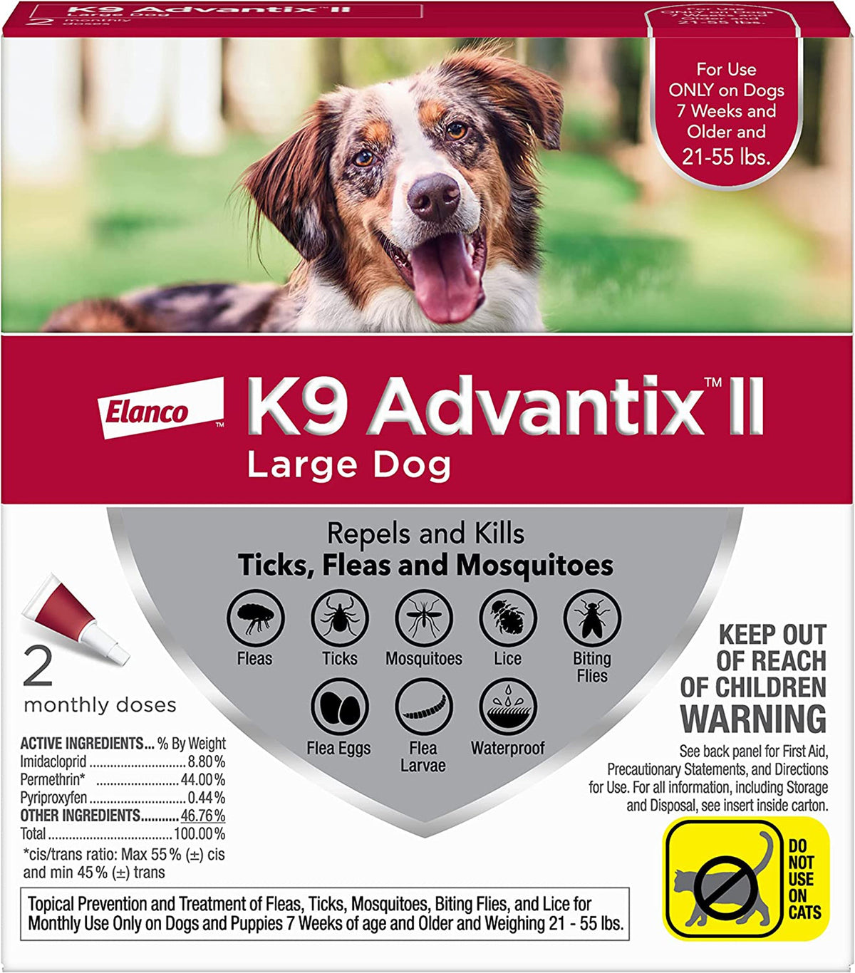 K9 Advantix II Flea, Tick & Mosquito Protection Large Dog 21-55lbs 2pk