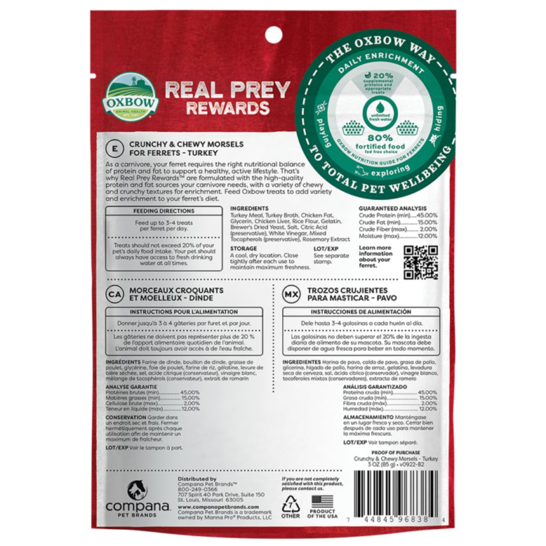 Oxbow Small Animal Real Prey Rewards Treat Turkey 3oz. Default Title