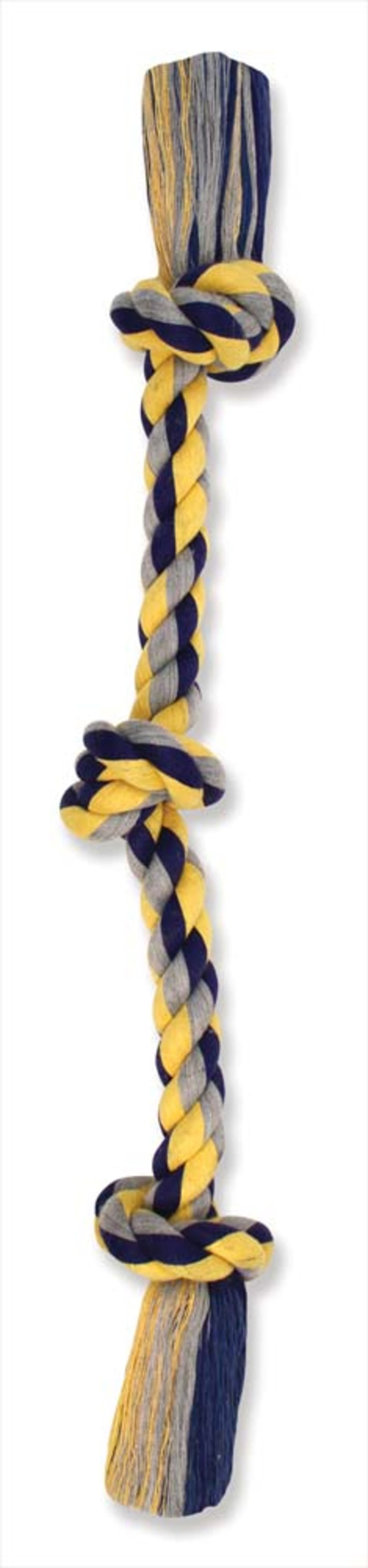 Mammoth Pet Products Cottonblend Color 3 Knot Rope Tug Small 15in