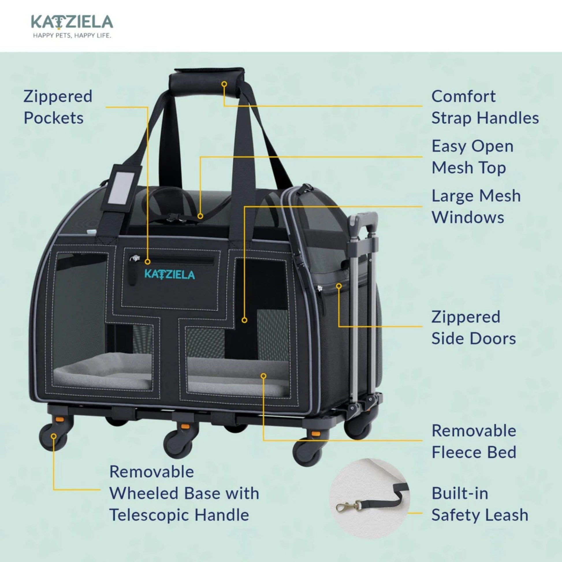 Katziela Luxury Lorry Wheeled Carrier Gray