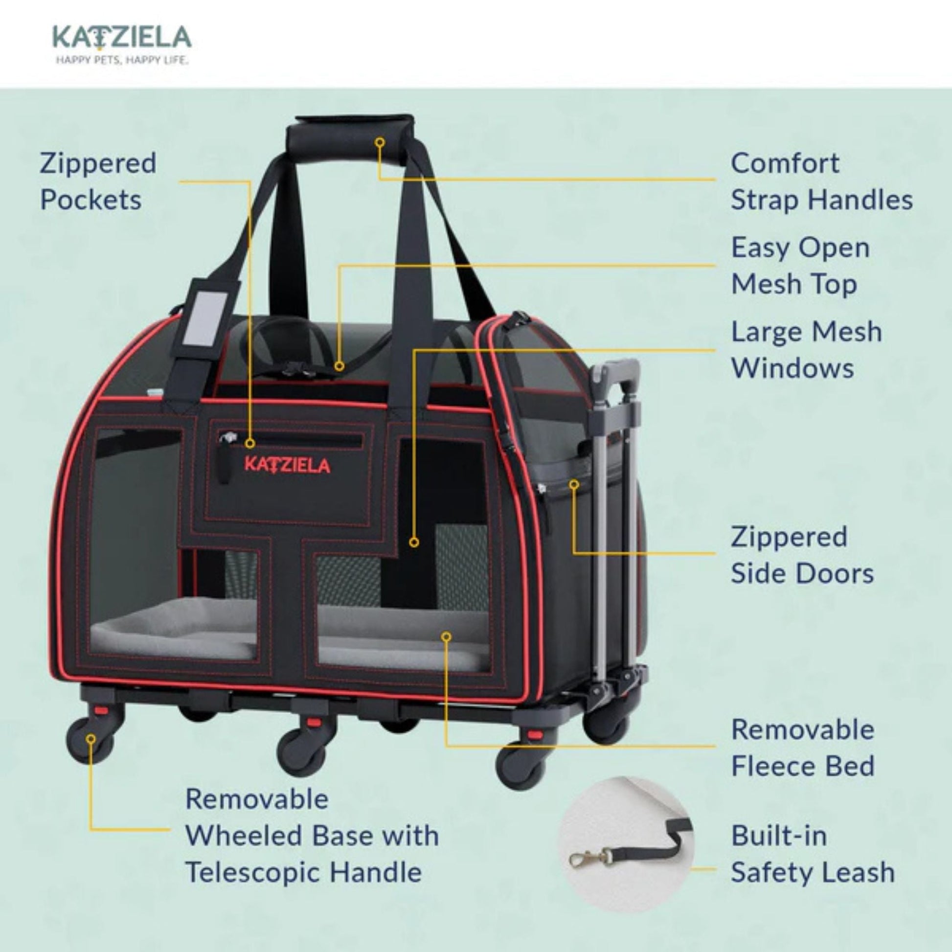 Katziela Luxury Lorry Wheeled Carrier Red