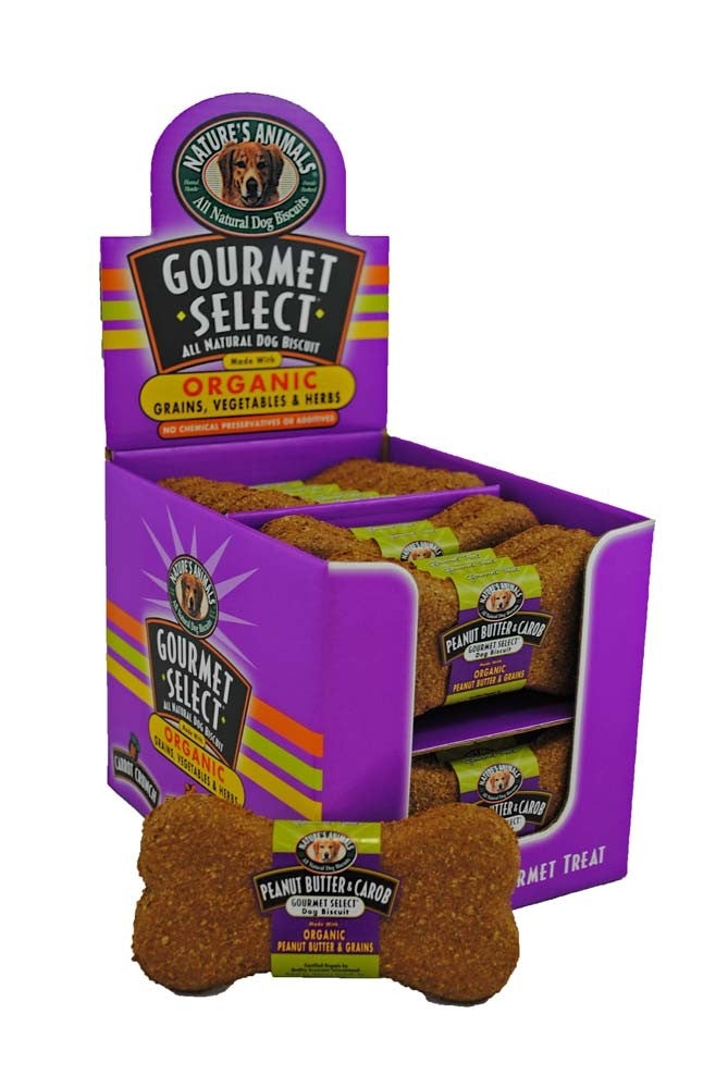 Natures Animals Gourmet Select Organic Bones Peanut Butter & Carob 4in 24pc