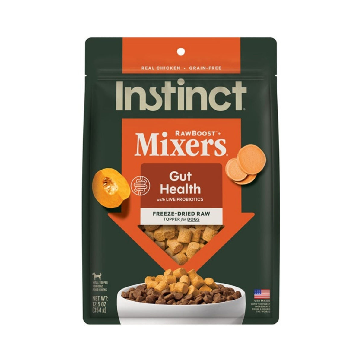 Instinct Raw Boost Mixers Dog Freeze-dried Gut Health Chicken Grain-free 12.5oz.