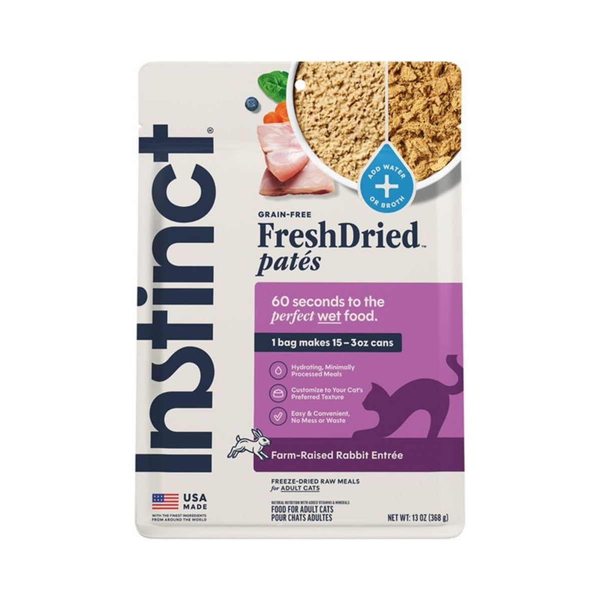 Instinct Freshdried Pates Cat Freeze-dried Rabbit Grain-free 13oz.