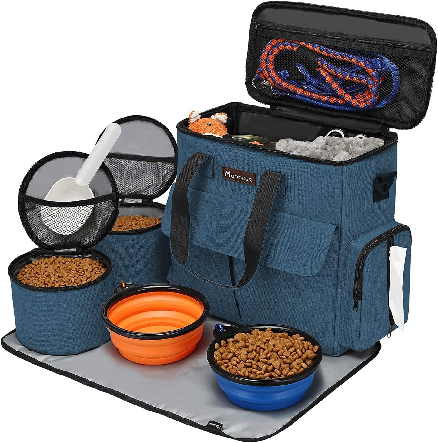 Weekend Pet Travel Set airline approved bag with collapsible bowls and water-resistant placemat