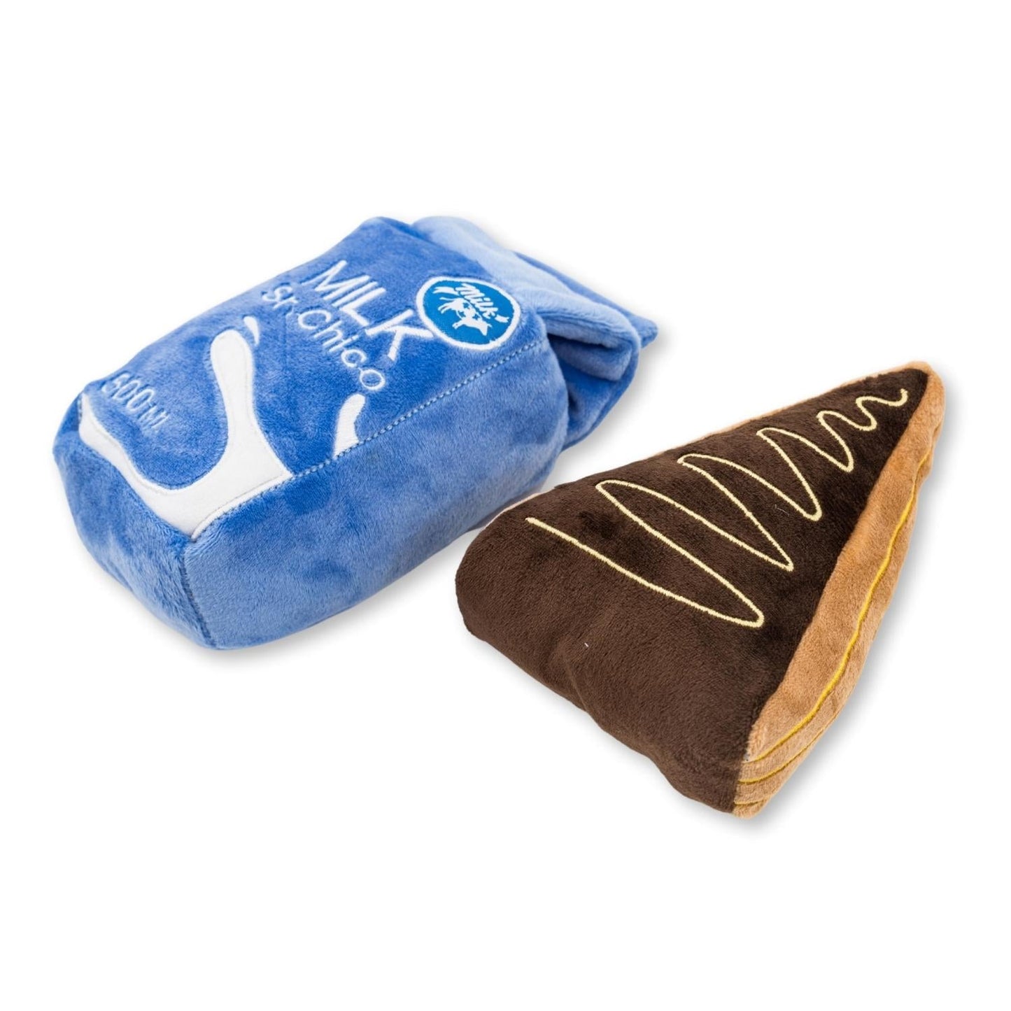 Cake Slice Milk Midnight Snack Plush Dog Toy Gift Set With Squeaker Crinkle Paper