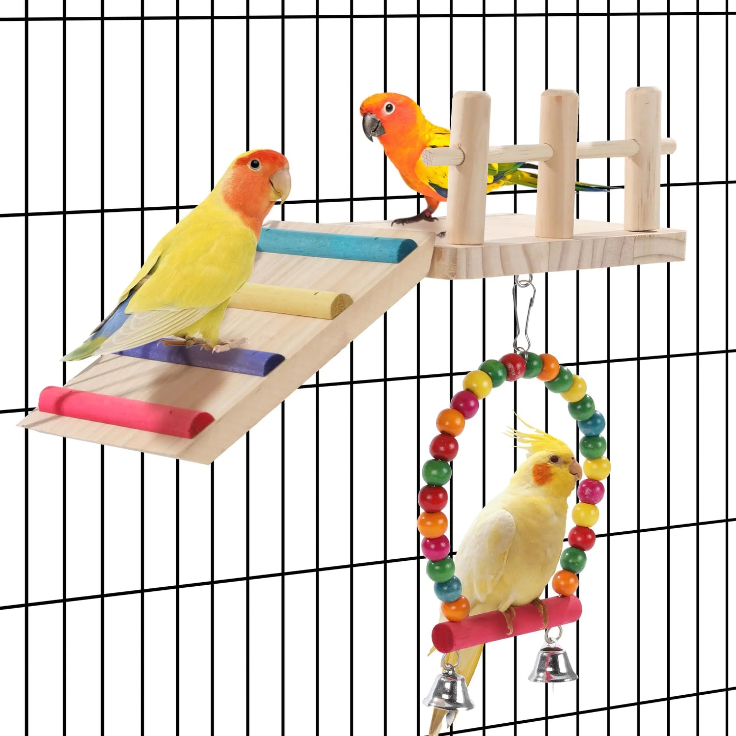 Royalay Bird Ladder For Cage Bird Perches Platform Swing With Climbing Ladder Bird Ladder Bridge For Small Birds Pet Bird Cage Accessories For Parakeets Cockatiels Macaws Lovebirds