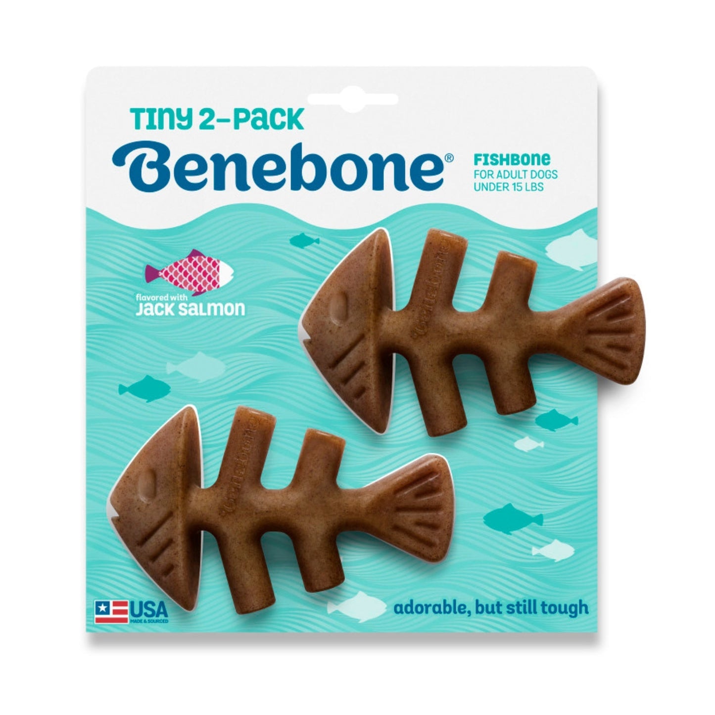 !Benebone Fishbone Dog Chew Toy Salmon, 1ea/XS|2 pk