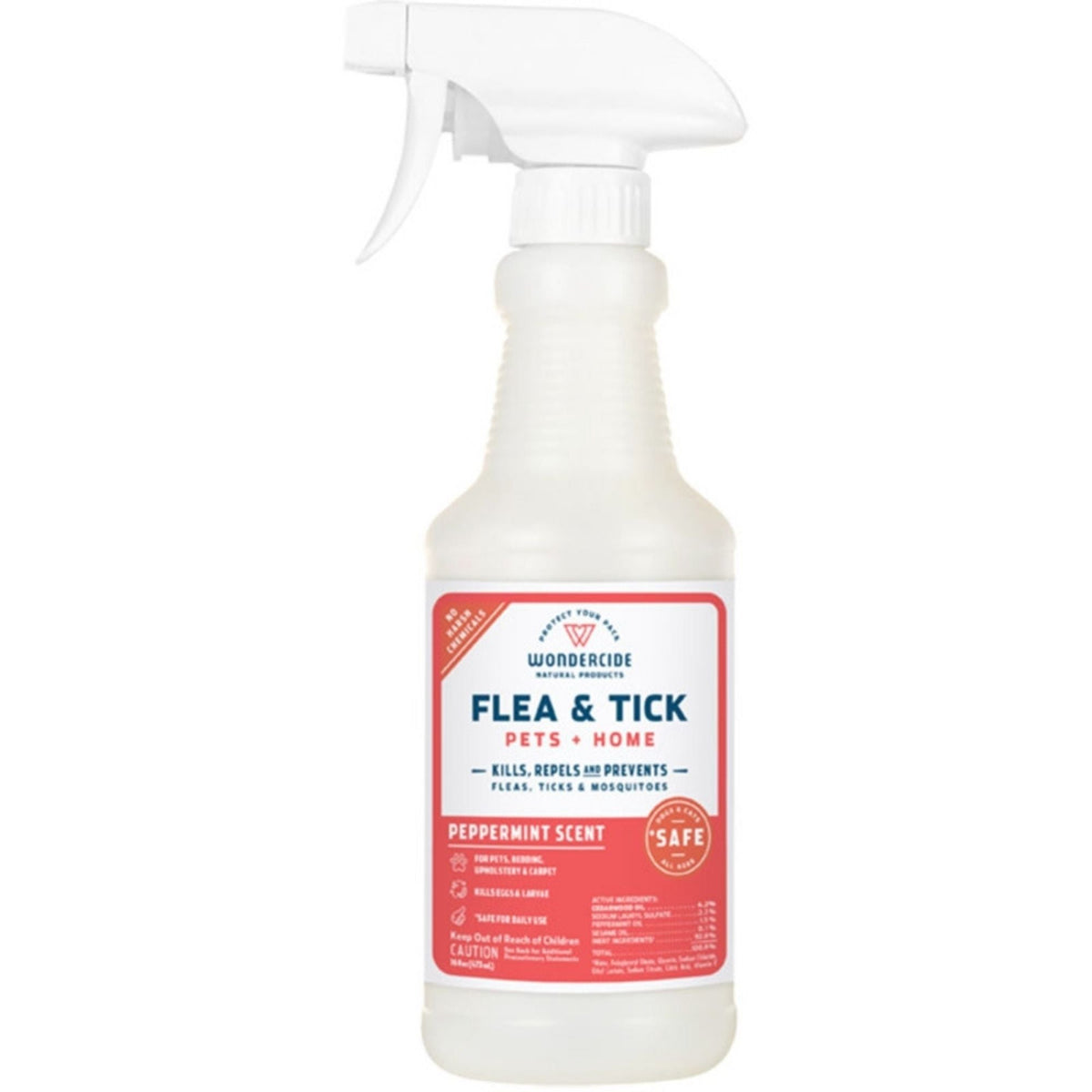 Wondercide Dog & Cat Peppermint Flea & Tick Spray For Pets & Home With Natural Essential Oils 16oz.
