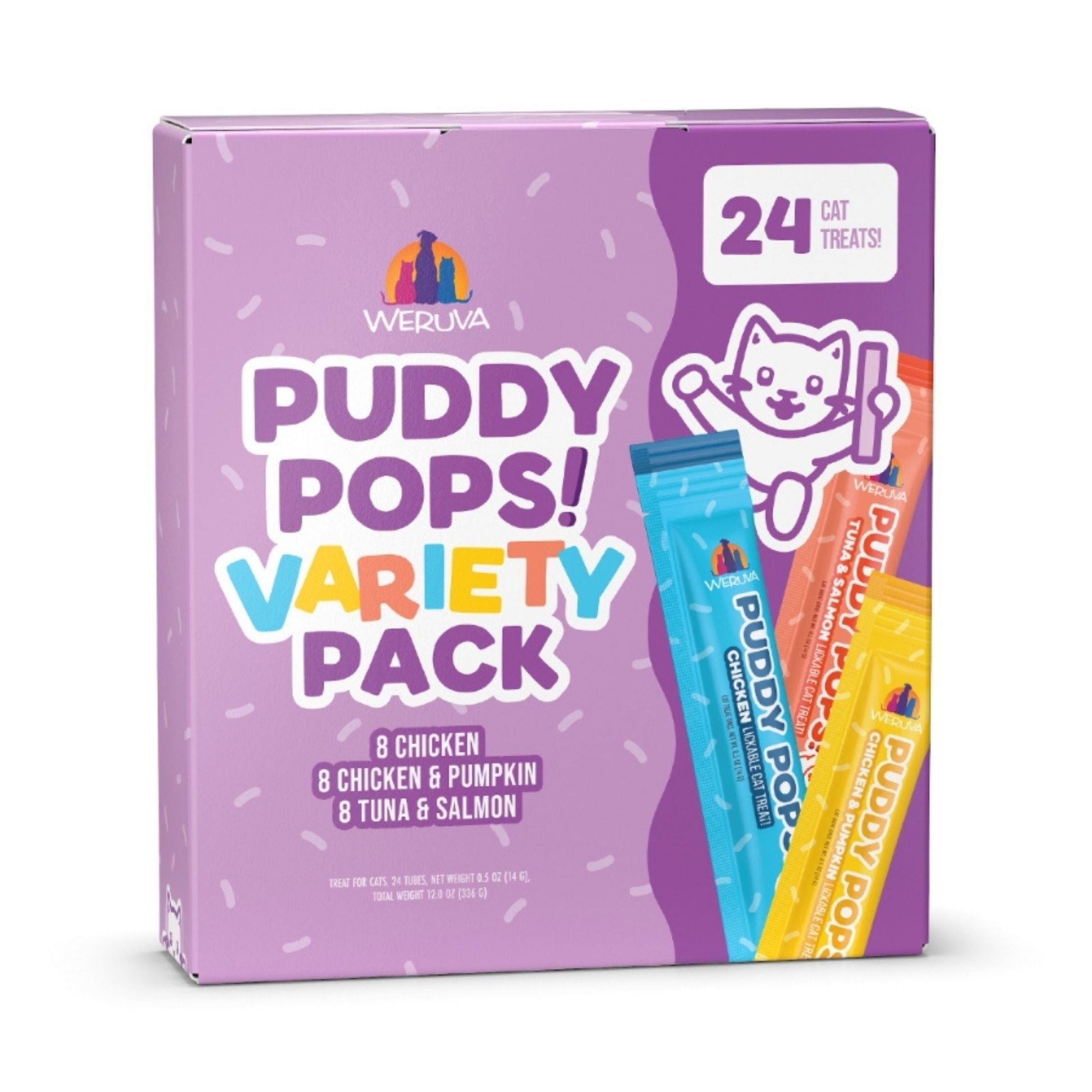 Weruva Cat Puddy Pops Lickable Cat Treat 0.5oz. Variety Pack - (Case of 24)
