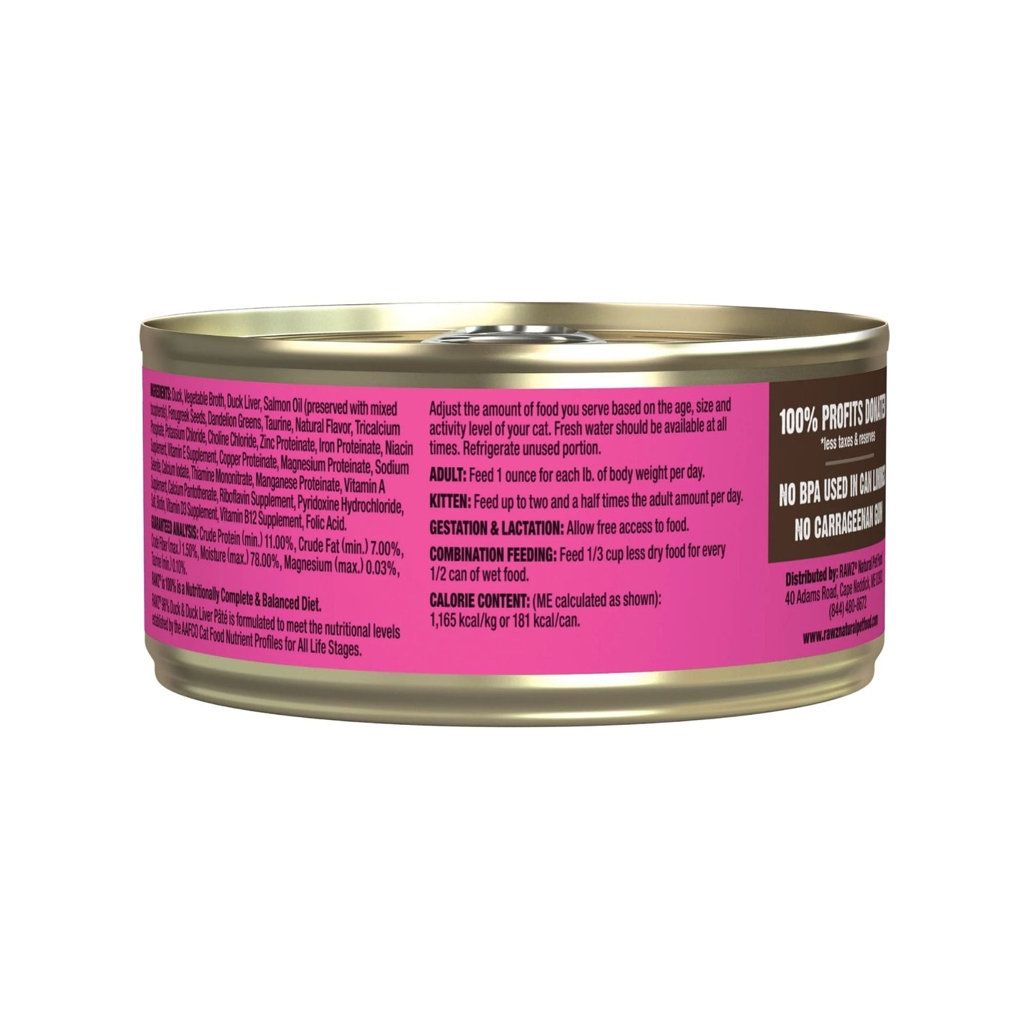 Rawz Cat 96% Duck Duck Liver Pate 5.5oz. (Case of 24)