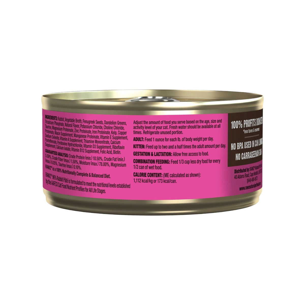 Rawz Cat 96% Rabbit Pate 5.5oz. (Case of 24)