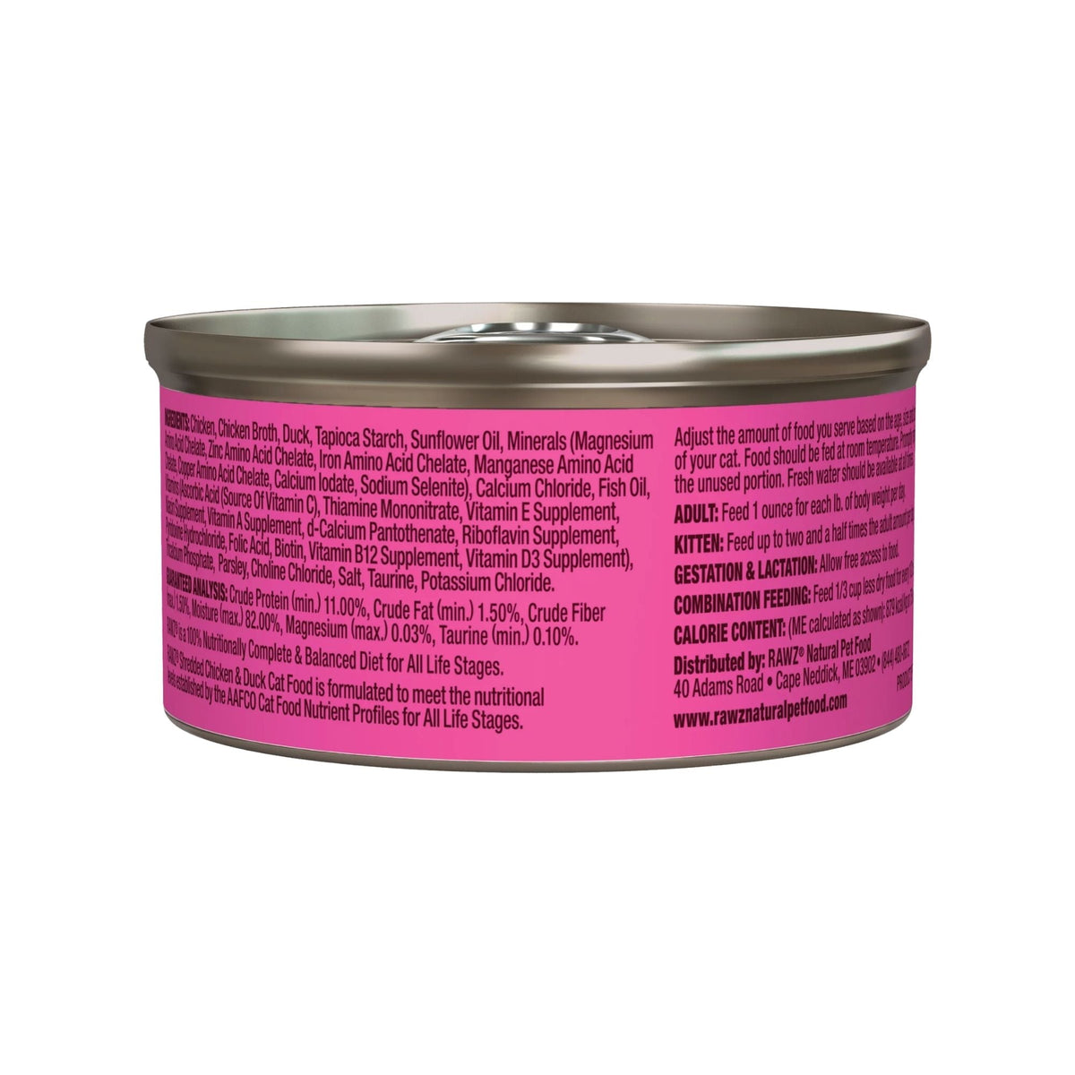 Rawz Cat Shredded Chicken Duck 3oz. (Case of 18)