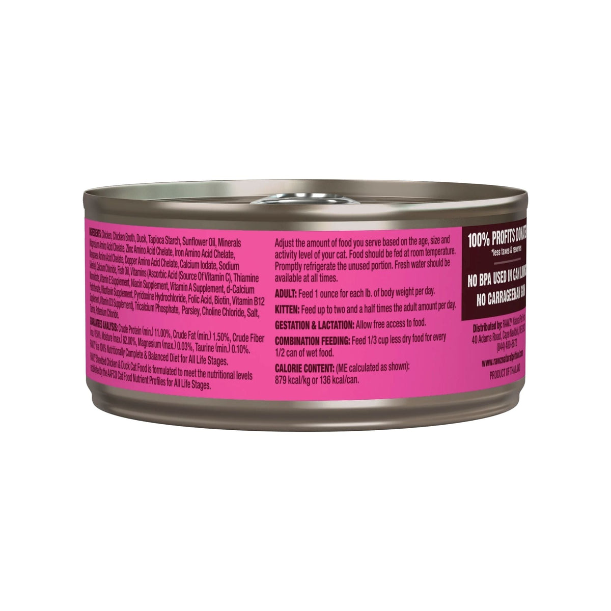 Rawz Cat Shredded Chicken Duck 5.5oz. (Case of 24)