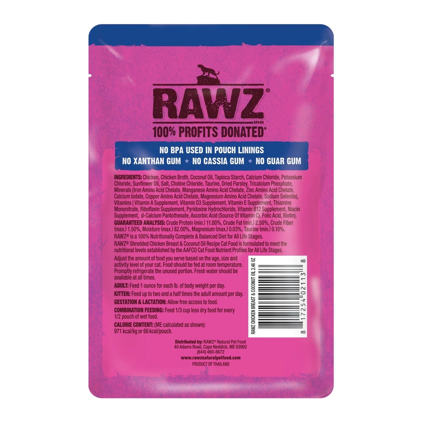 Rawz Shredded Cat Pouch Chicken Breast Coconut Oil 2.4oz. (Case of 8)