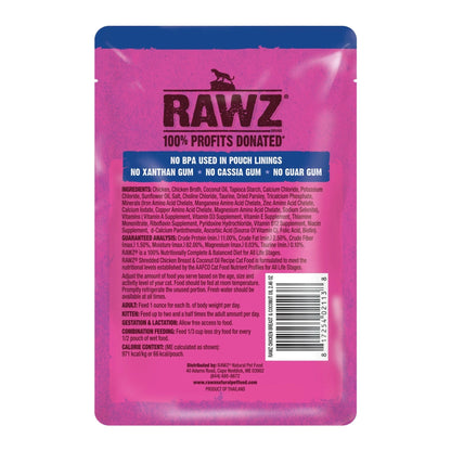 Rawz Shredded Cat Pouch Chicken Breast Coconut Oil 2.4oz. (Case of 8)