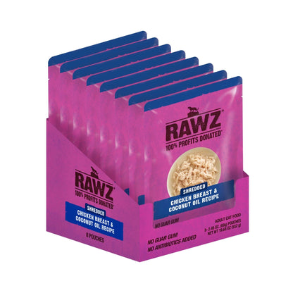 Rawz Shredded Cat Pouch Chicken Breast Coconut Oil 2.4oz. (Case of 8)