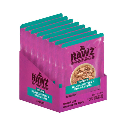 Rawz Shredded Cat Pouch Salmon Aku Tuna 2.4oz. (Case of 8)