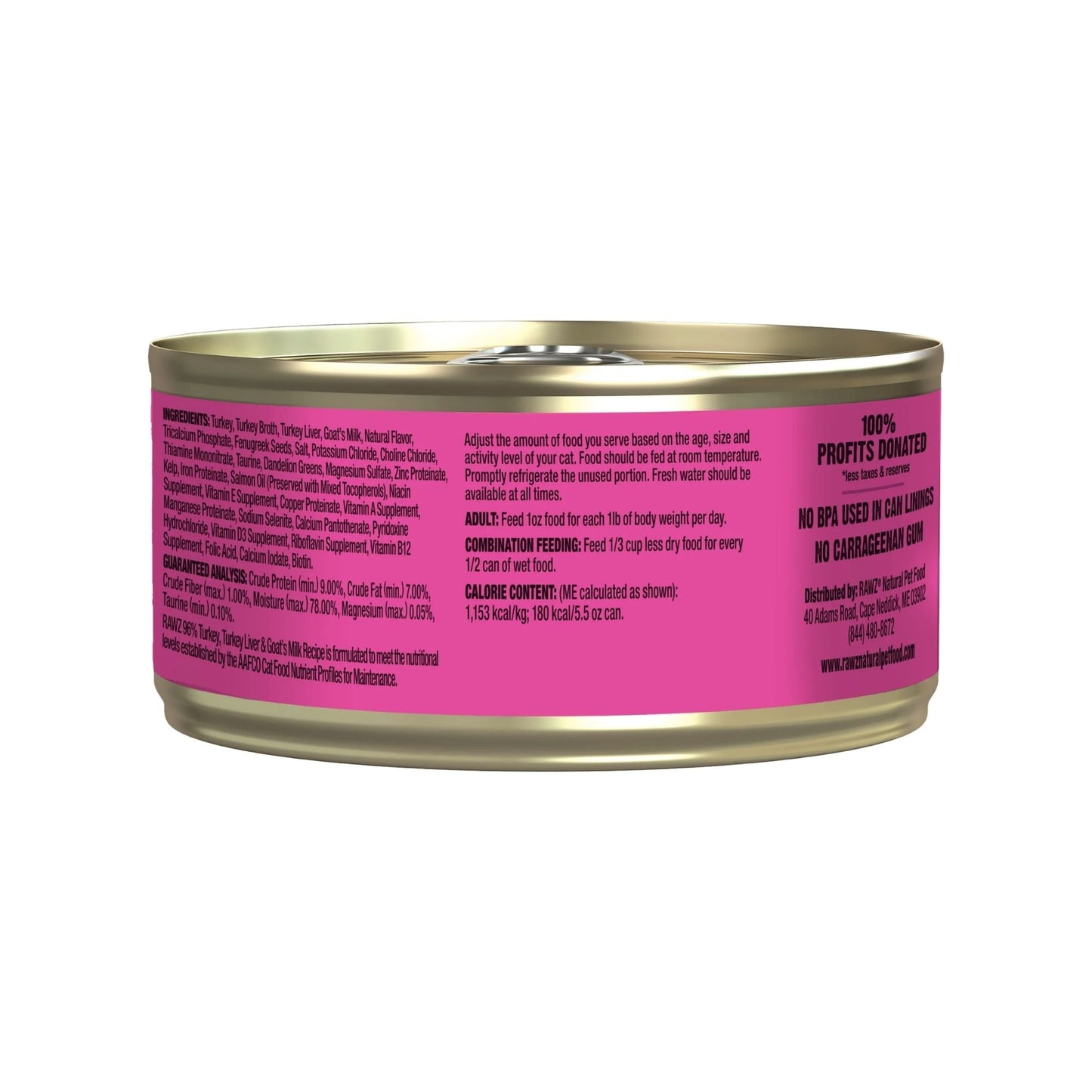 Rawz Cat 96% Turkey Turkey Liver Goat Milk Pate 5.5oz. (Case of 24)