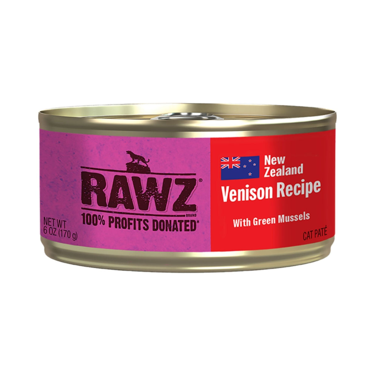 Rawz Cat 94%  Venison Green Mussels Pate 6oz. (Case of 24)