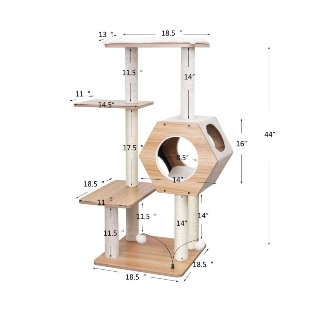 PetPals Wagon Style 4-Level Cat Tree
Ivory 44 in