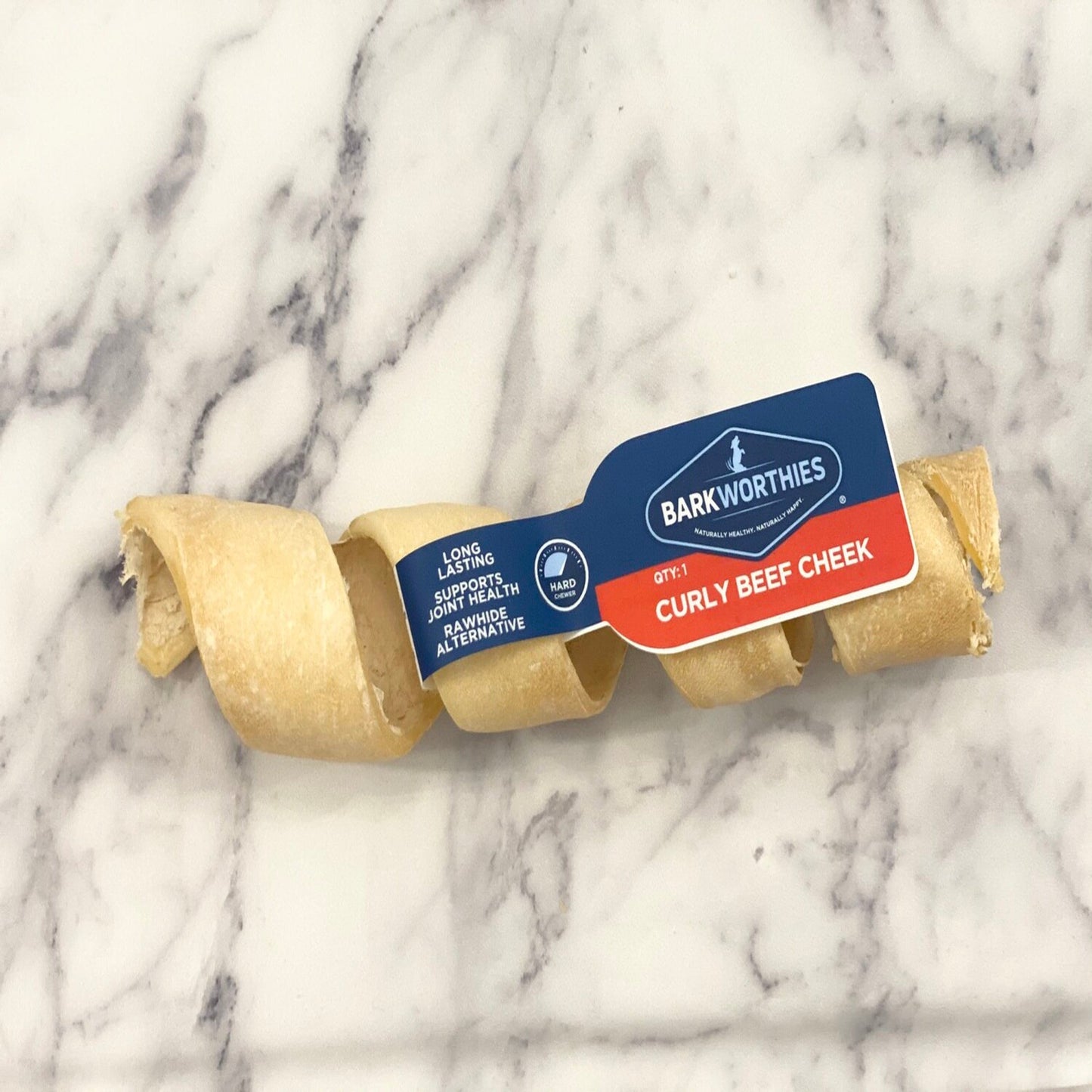 Barkworthies Curly Beef Cheek Dog Treat 10ea/10 ct