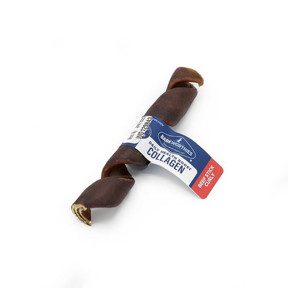 Barkworthies Collagen Beef Stick Curly Dog Treat 5in/25ct