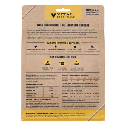 Vital Essentials Dog Freeze-Dried Raw Grain Free Duck Entree Mini Nibs 5.5oz.
