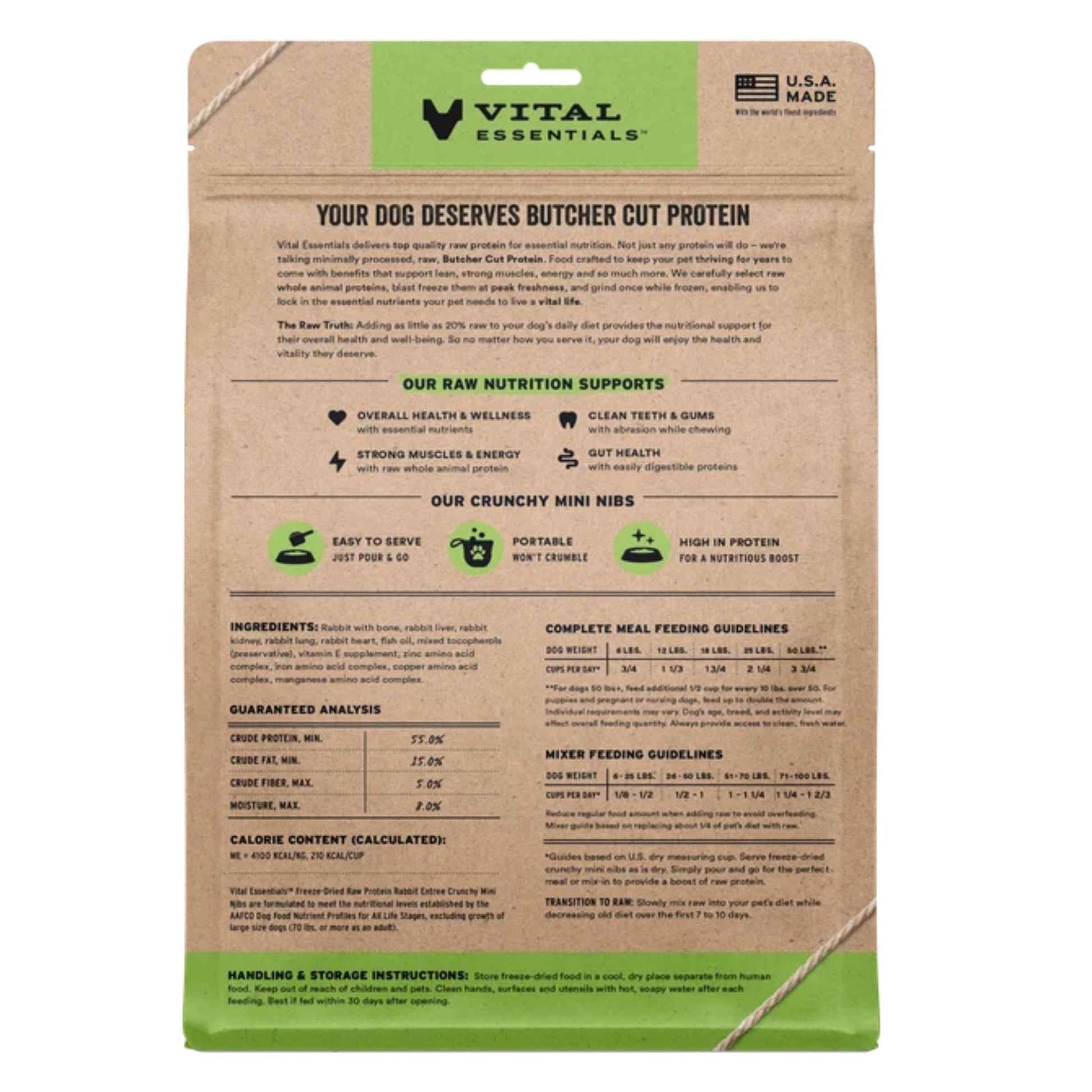 Vital Essentials Dog Freeze-Dried Mini Nibs Rabbit 14oz.