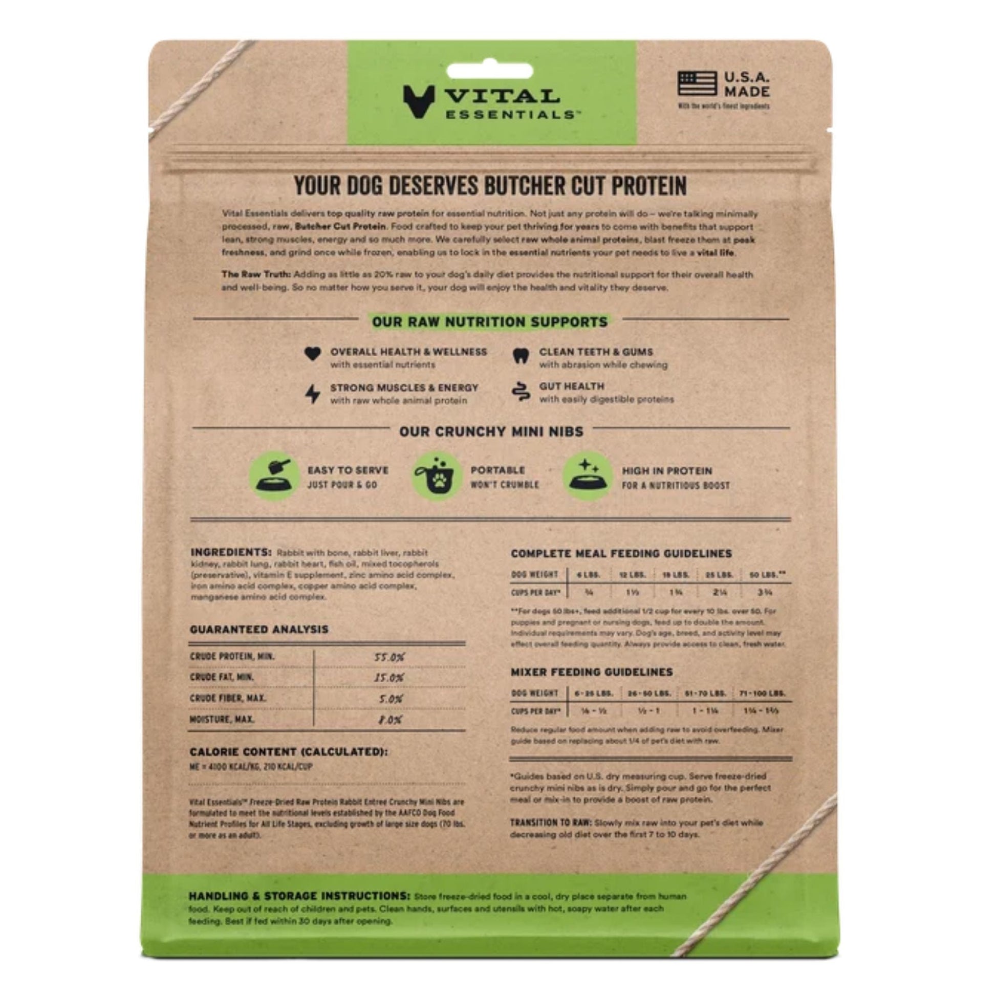 Vital Essentials Dog Freeze-Dried Mini Nibs Rabbit 25oz.