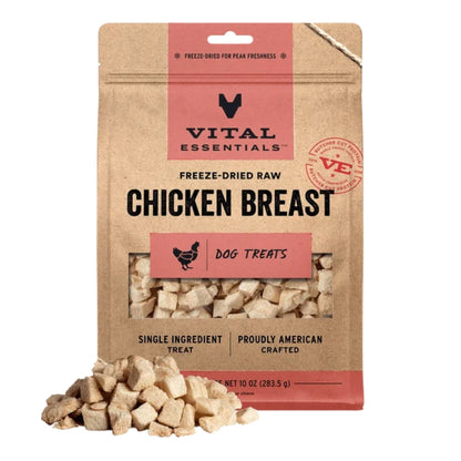 Vital Essentials Dog Freeze-Dried Raw Grain Free Chicken Breast Treats 10oz.