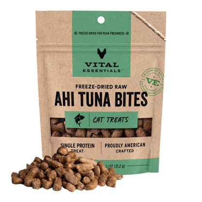 Vital Essentials Cat Freeze-Dried Grain Free Ahi Tuna Bites Treats 1.1oz.