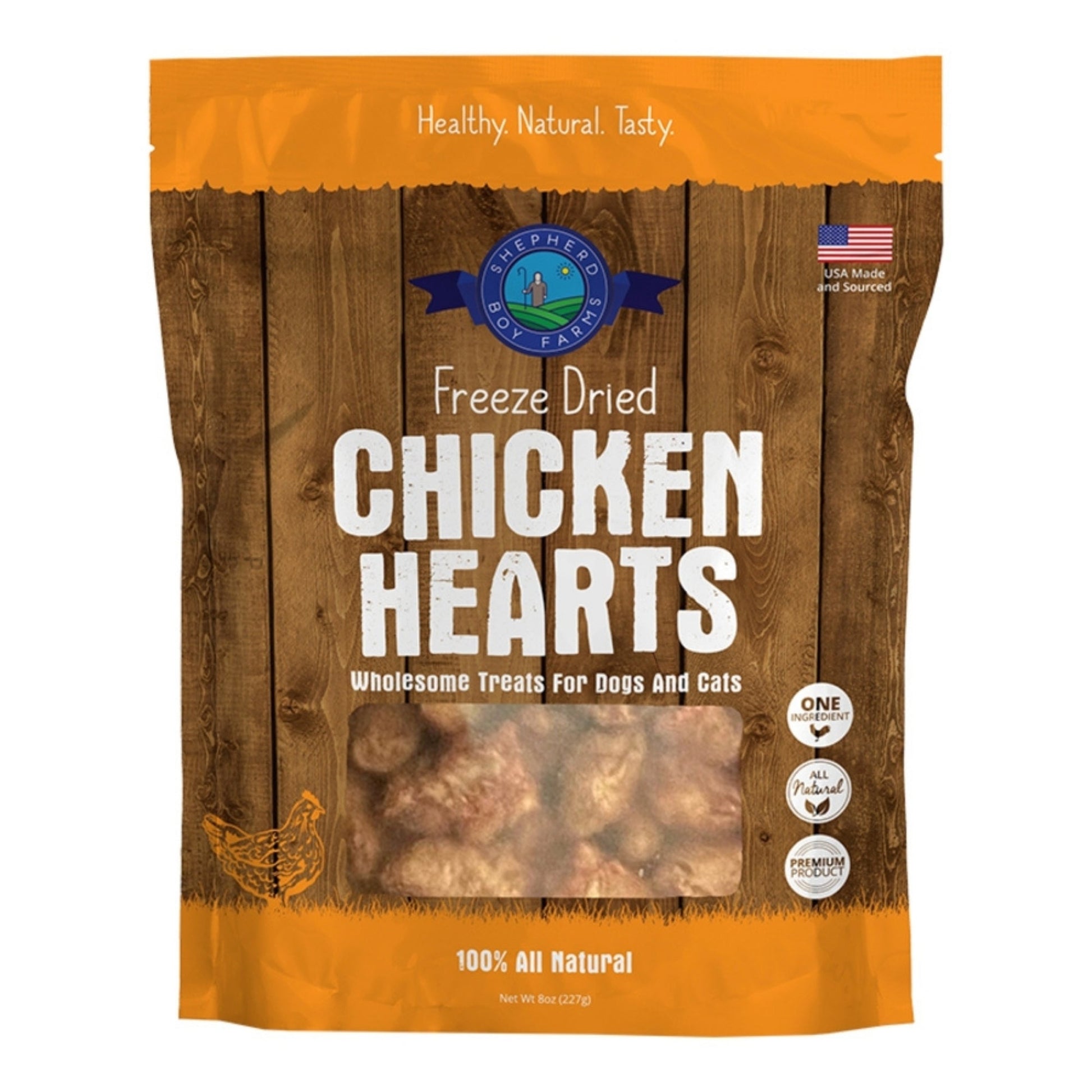 Shepherd Boy Farms Dog & Cat Freeze-Dried Chicken Heart 8oz.
