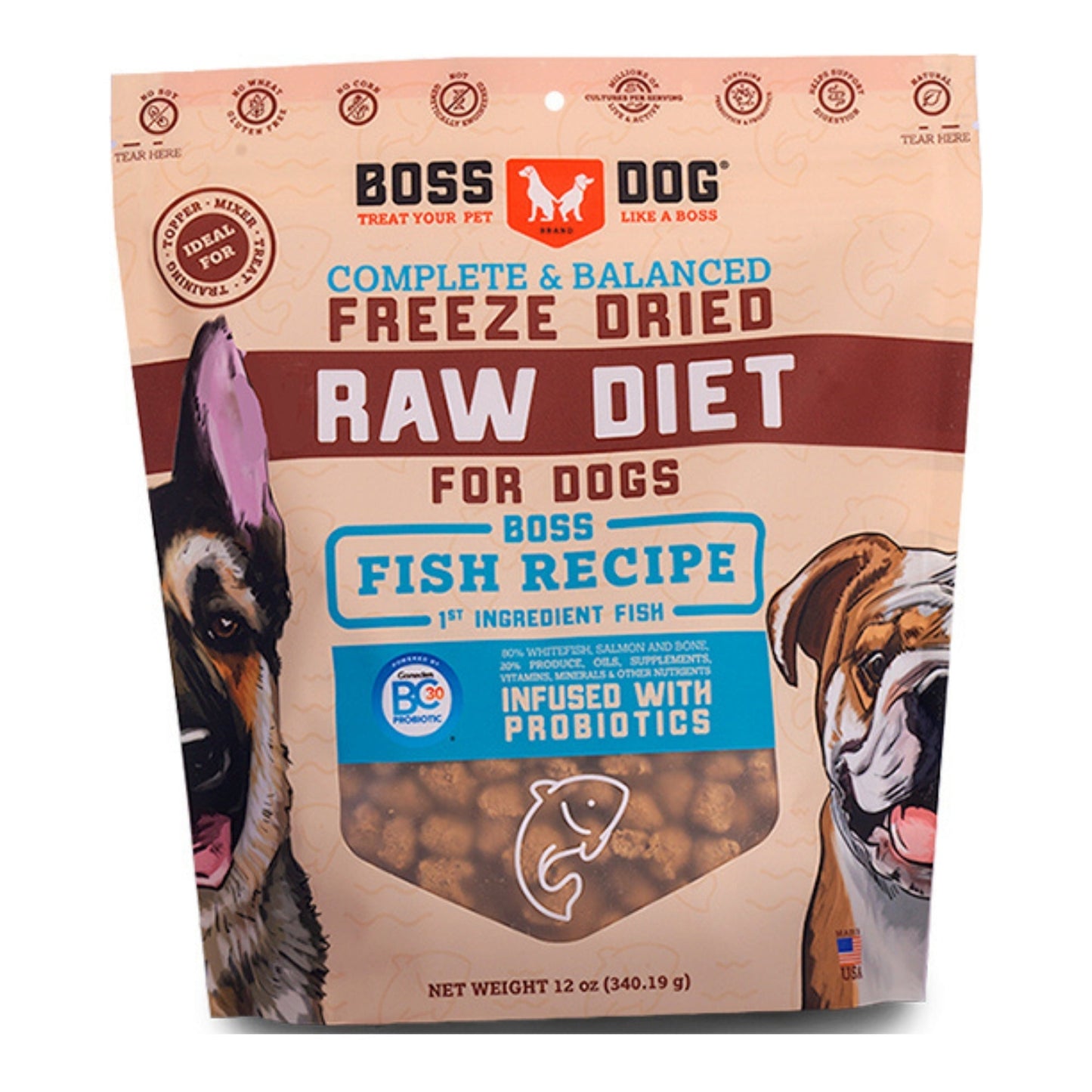 Boss Dog Freeze Dried Diet Complete Fish 12oz.