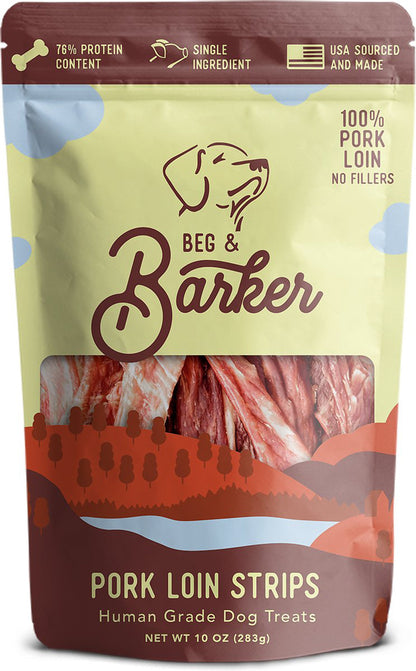 Beg & Barker Pork Loin Strip Dog Treats 10oz