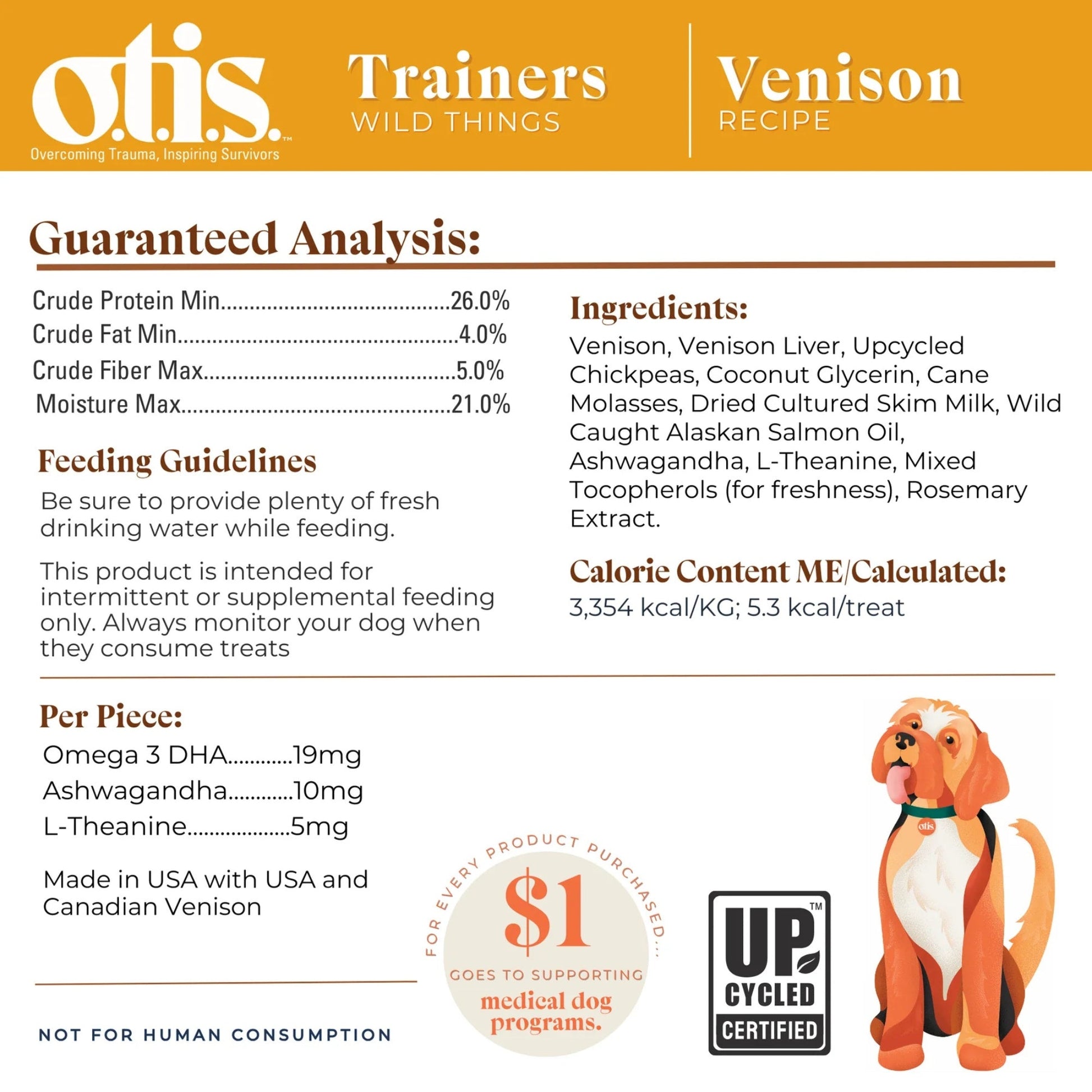 Otis Dog Wild Things Trainers Venison 4oz.