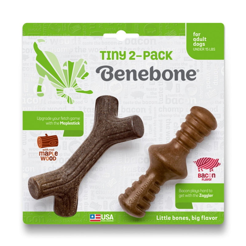 !Benebone Stick & Zaggler Dog Chew Toy Maple & Bacon, 1ea/XS, 2 pk
