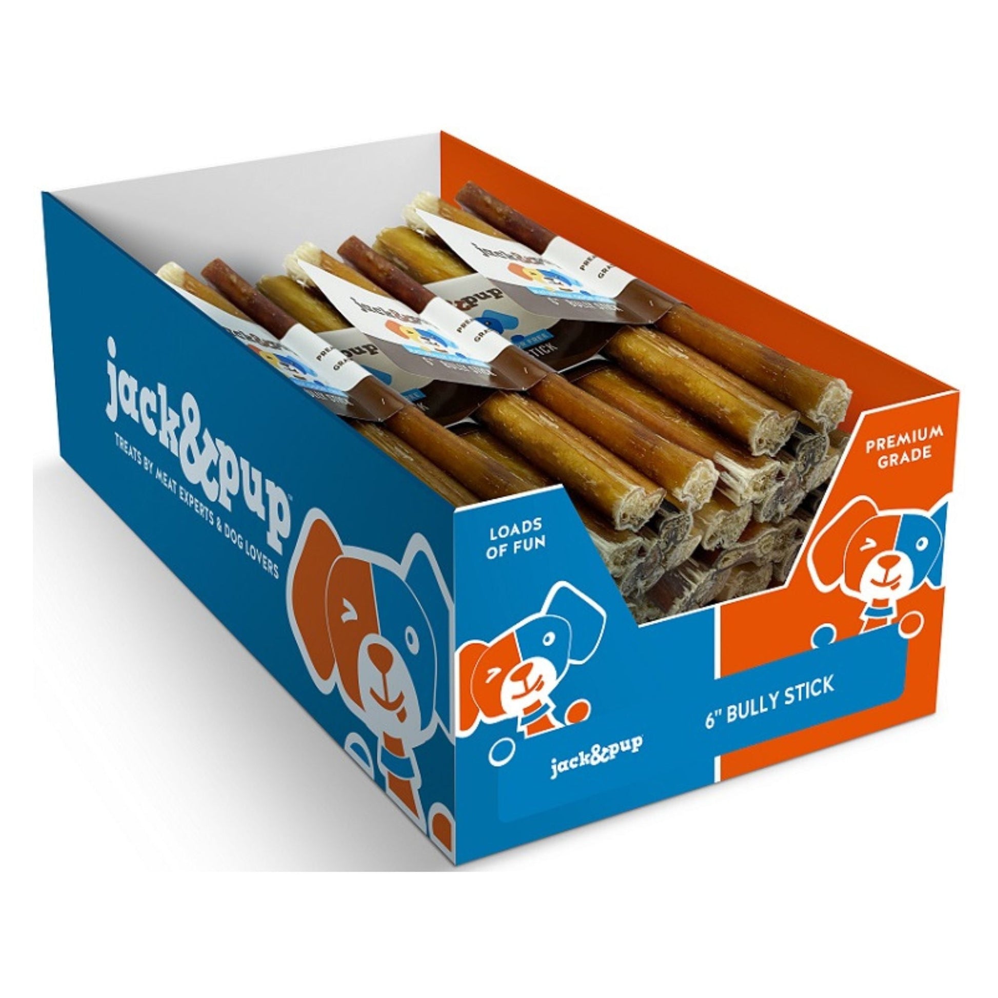 Jack & Pup Bully Stick 6" Display Box (Case of 50)
