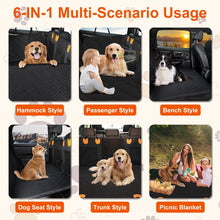 Dog Car Seat Cover For Back Seat Waterproof Oxford Cloth Seat Cover Hammock Non-Slip Scratchproof Back Seat Extender with Side Flap Mesh Window Storag