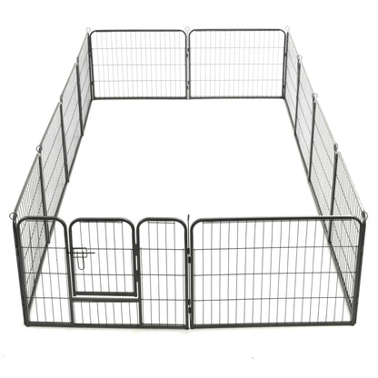 vidaXL Dog Playpen 12 Panels Steel 31.5"x23.6" Black