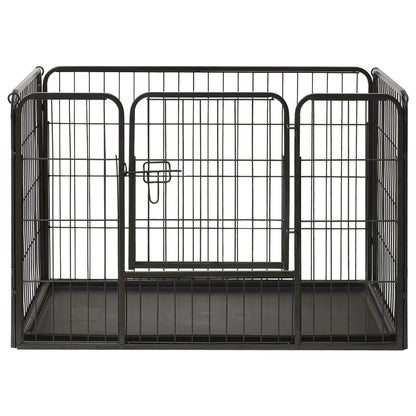 vidaXL Puppy Playpen Exercise Folding Enclosure Pet Kennel Cage Steel Black