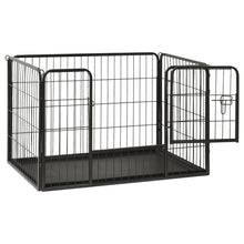vidaXL Puppy Playpen Exercise Folding Enclosure Pet Kennel Cage Steel Black