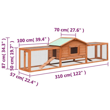 vidaXL Rabbit Hutch Bunny Cage with Pull Out Tray Rabbit Enclosure Solid Wood