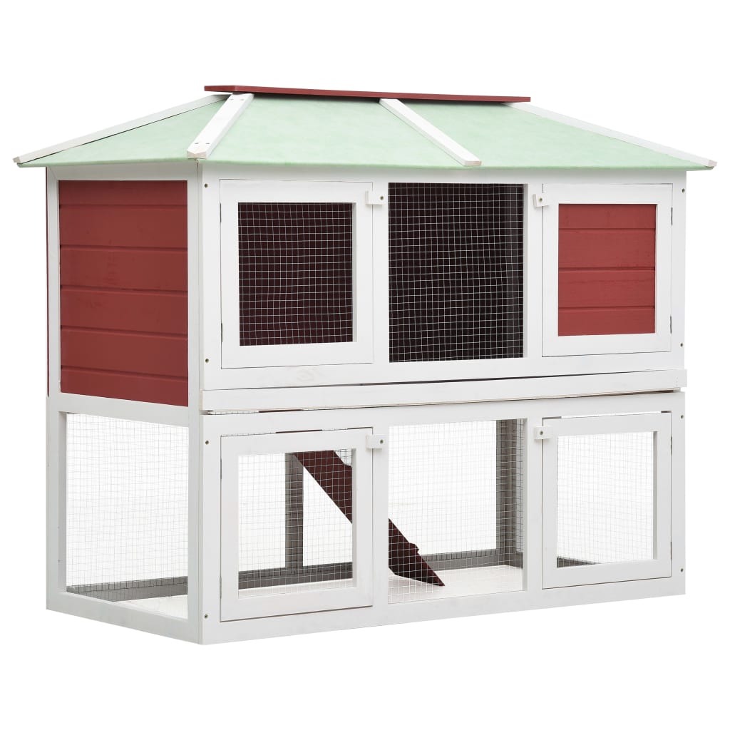 vidaXL Rabbit Hutch Bunny Cage with Pull Out Tray Rabbit Enclosure Solid Wood