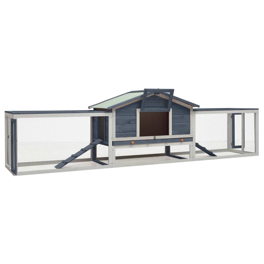 vidaXL Rabbit Hutch Bunny Cage with Pull Out Tray Rabbit Enclosure Solid Wood